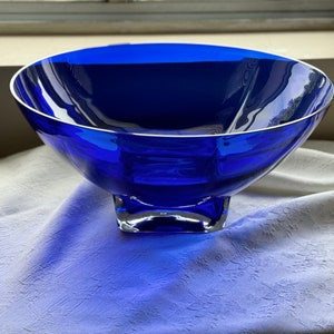 Cobalt Blue Glass Pedestal Bowl, Decorative Glass Bowl, Cobalt Blue Bowl, Centerpiece Bowl, Fruit Bowl