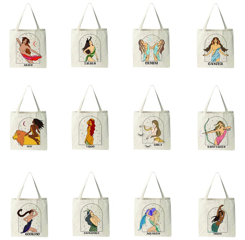 AQUARIUS Customizable Zodiac Tote Bags, Astrology Gifts, Tote Bag