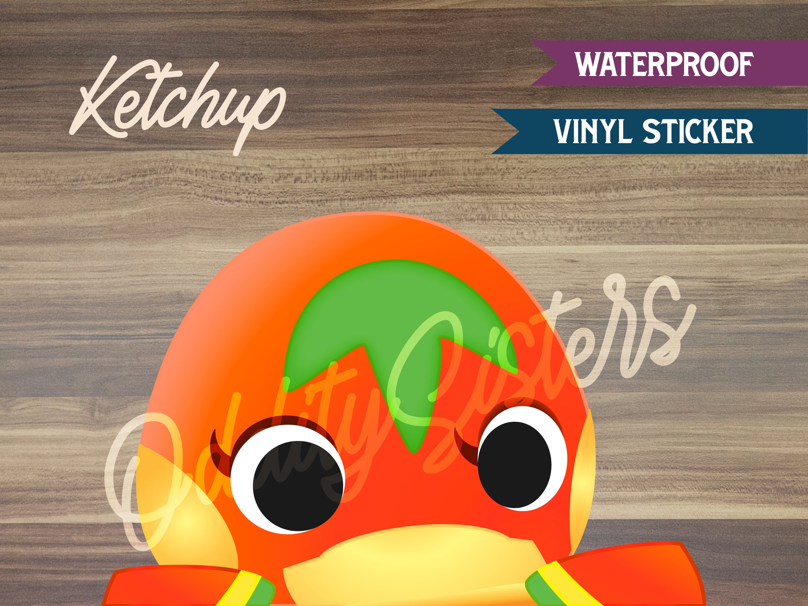 Ketchup ACNH Peeker Sticker Decal Animal Crossing Peek A Boo Etsy