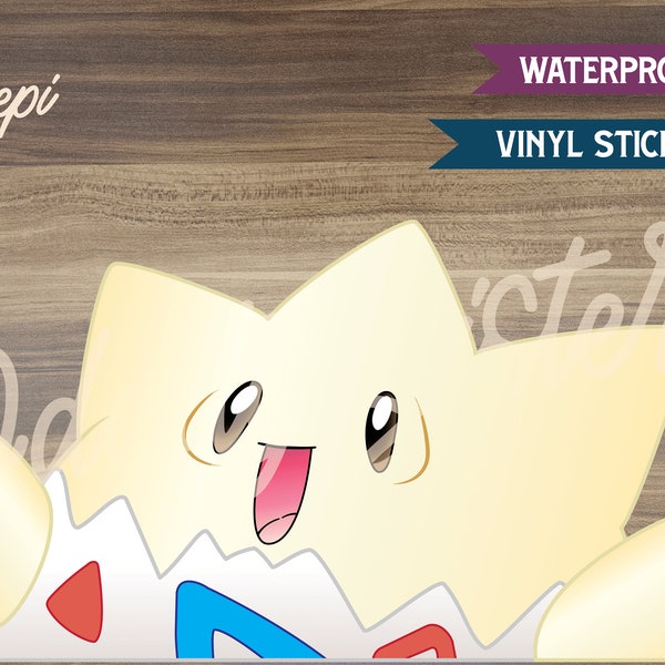 Togepi Pokemon Peeker Sticker Decal | Pokemon Peek A Boo Sticker | Waterproof Laptop Sticker | Togepi Pokemon Sticker | Fun Anime Gift