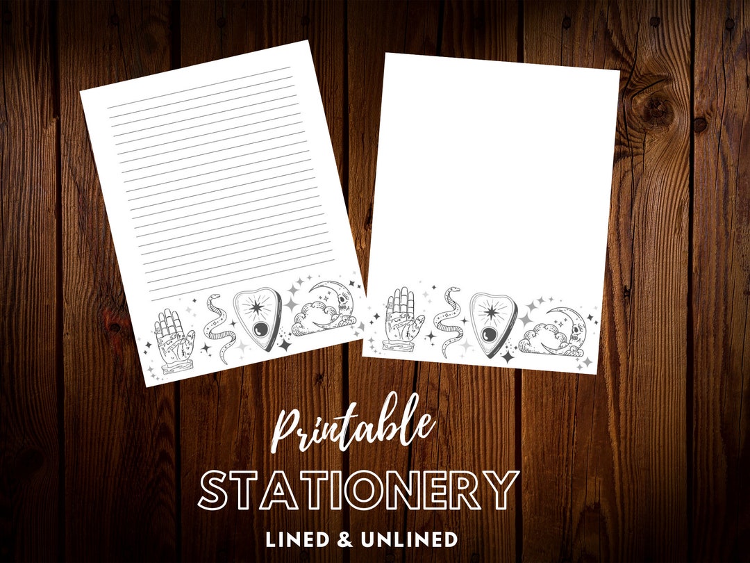 Halloween Mystical Witch Printable Stationery- Lined &amp; Unlined, Journal Pages, Stationary Set ...