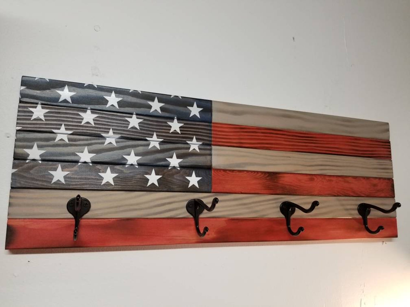 American Flag Coat Rack Hat Rack Wall Mount Hat Rack Etsy