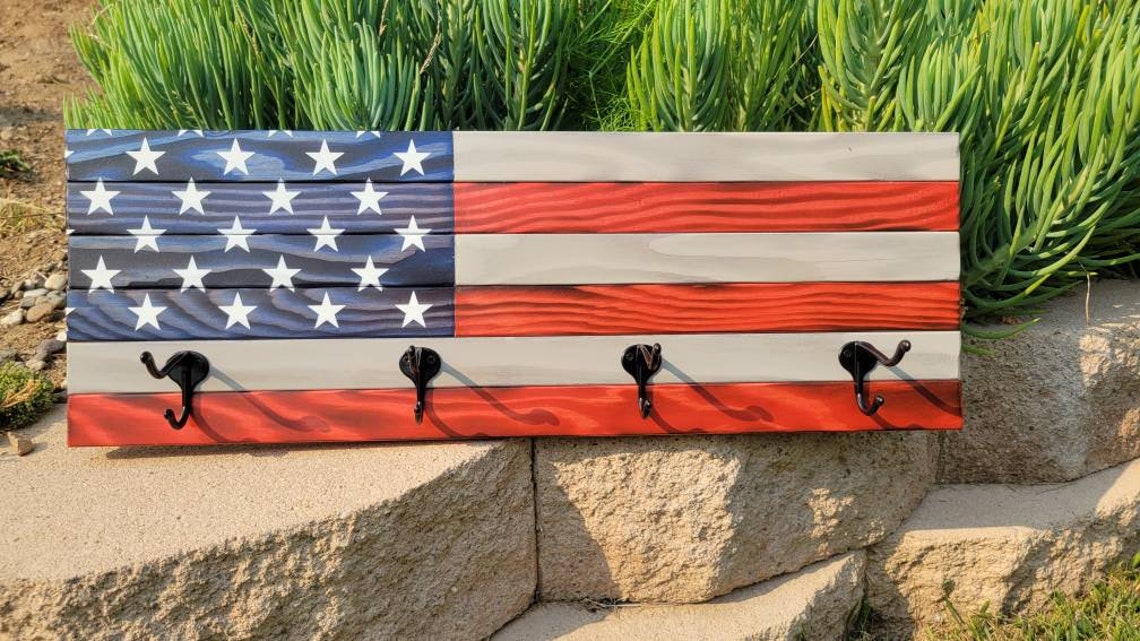 American Flag Coat Rack Hat Rack Wall Mount Hat Rack Etsy