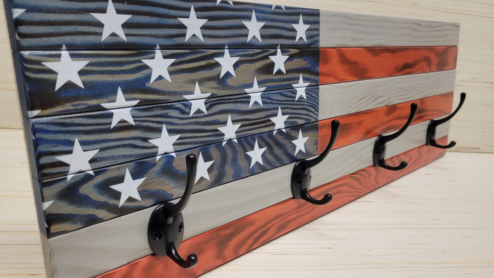 American Flag Coat Rack Hat Rack Wall Mount Hat Rack Etsy