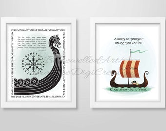 Viking Baby Art Print, Norse Decor, Helm of Awe (Digital Download)