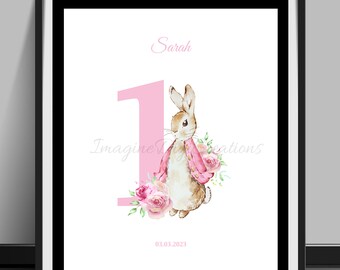 Peter Rabbit,Birthday Numbers,Personalized Birthday,Baby birthday,Kids Birthday,Peter Rabbit Numbers, Digital File,Ready to Print,8" by 10"