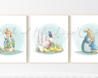 Beatrix Potter,PeterRabbit,Alphabet,NurseryPrints,Set of Four,Peter Rabbit Nursery Decor,NurseryWallArt,BabyDecor,Digital Download,Printable
