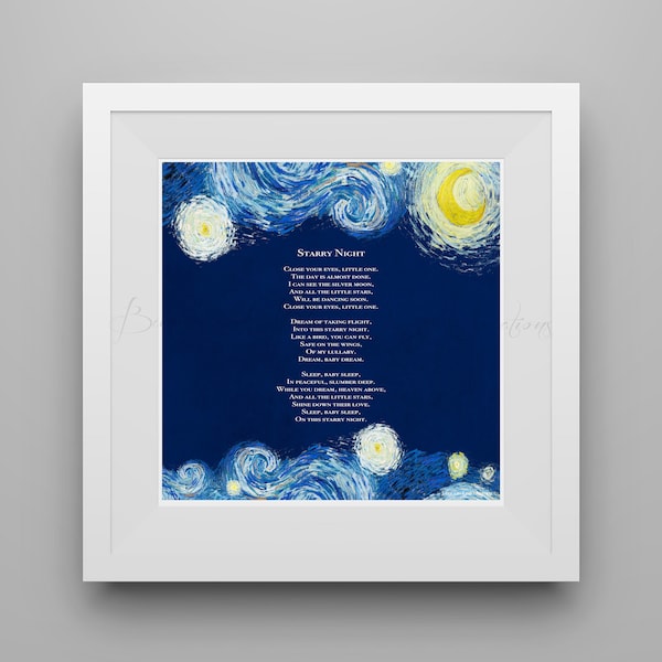 Starry Night, Lullaby, Van Gogh Style, Blue Starry Night,Baby Nursery,Newborn,Bedtime,Good Night,Kid's Room,Baby Shower,Newborn Gift,Digital