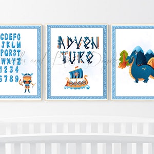 Baby Nursery, Digital Art,Viking Baby, Norse, Viking Ship, Alphabet, Adventure, Baby Shower Gift, Newborn Gift, Baby Room, Toddler Room