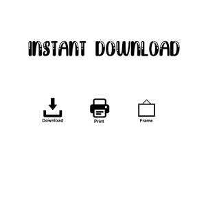 K&ouml;nnte beinhalten: Sofortiger Download-Grafik mit Symbolen zum Herunterladen, Drucken und Einrahmen.