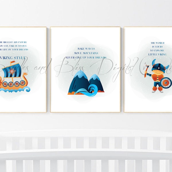 Baby Nursery, Viking Baby, Norse,Viking Adventure, Dreams, Baby Shower Gift, Newborn Gift, Baby Room, Toddler Room, Printable, Digital Art