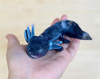 Ajolote negro, Ajolote, Ajolote de silicona, Squishy, Animal blando, Juguete perfumado, Juguete antiestrés blando, Juego para cachorros, AxoLuvies, ajolote