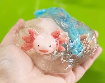 Slime Axolotl, Axolotl, Silicone Axolotl, Squishy, Squishy Animal, Squishy Stress Toy, Scented Toy, silicone doll, AxoLuvies, ajolote