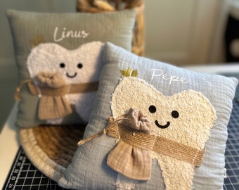Almohada orgánica para el Hada de los Dientes con nombre, almohada personalizada para el Hada de los Dientes, sorpresa del Hada de los Dientes, regalo para niños, diente flojo, almohada suave, almohada