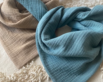 Pañuelo MIDI 𑁍 aprox. 1,5-5 años, accesorio infantil, bufanda, pañuelo triangular, muselina, aprox. 95x65x65 cm, doble capa, personalización, orgánico