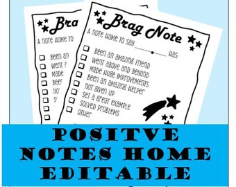 Brag Notes - Student Shoutout - Teacher Stationary - Positive Letter Home