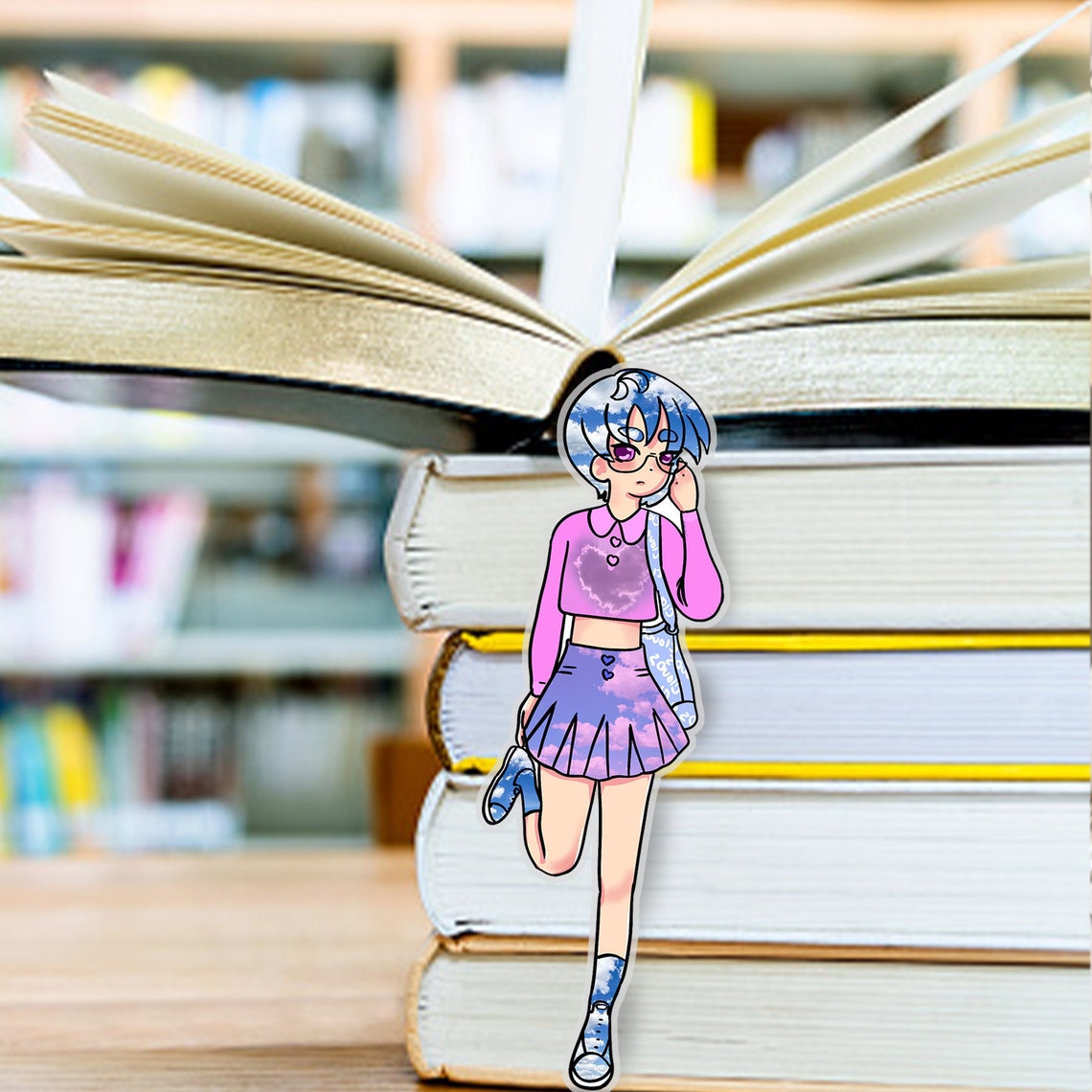 Anime Girl Laminated Bookmark Kawaii Cute Manga Style | Etsy