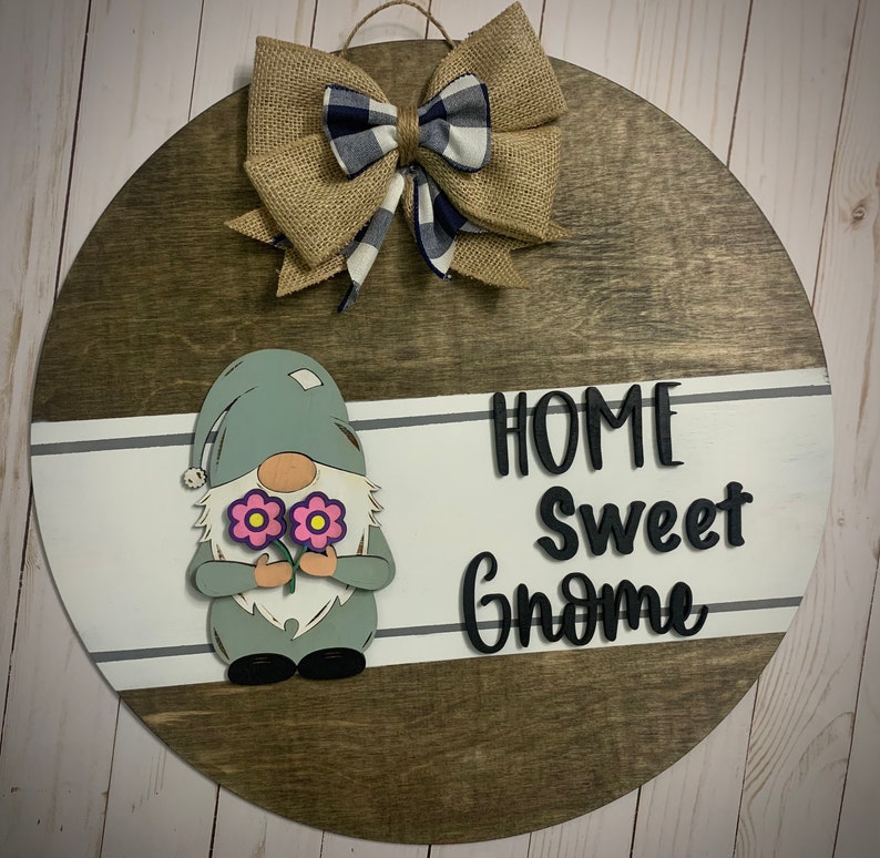 Interchangeable season gnome sign 3-d door hanger Door image 9