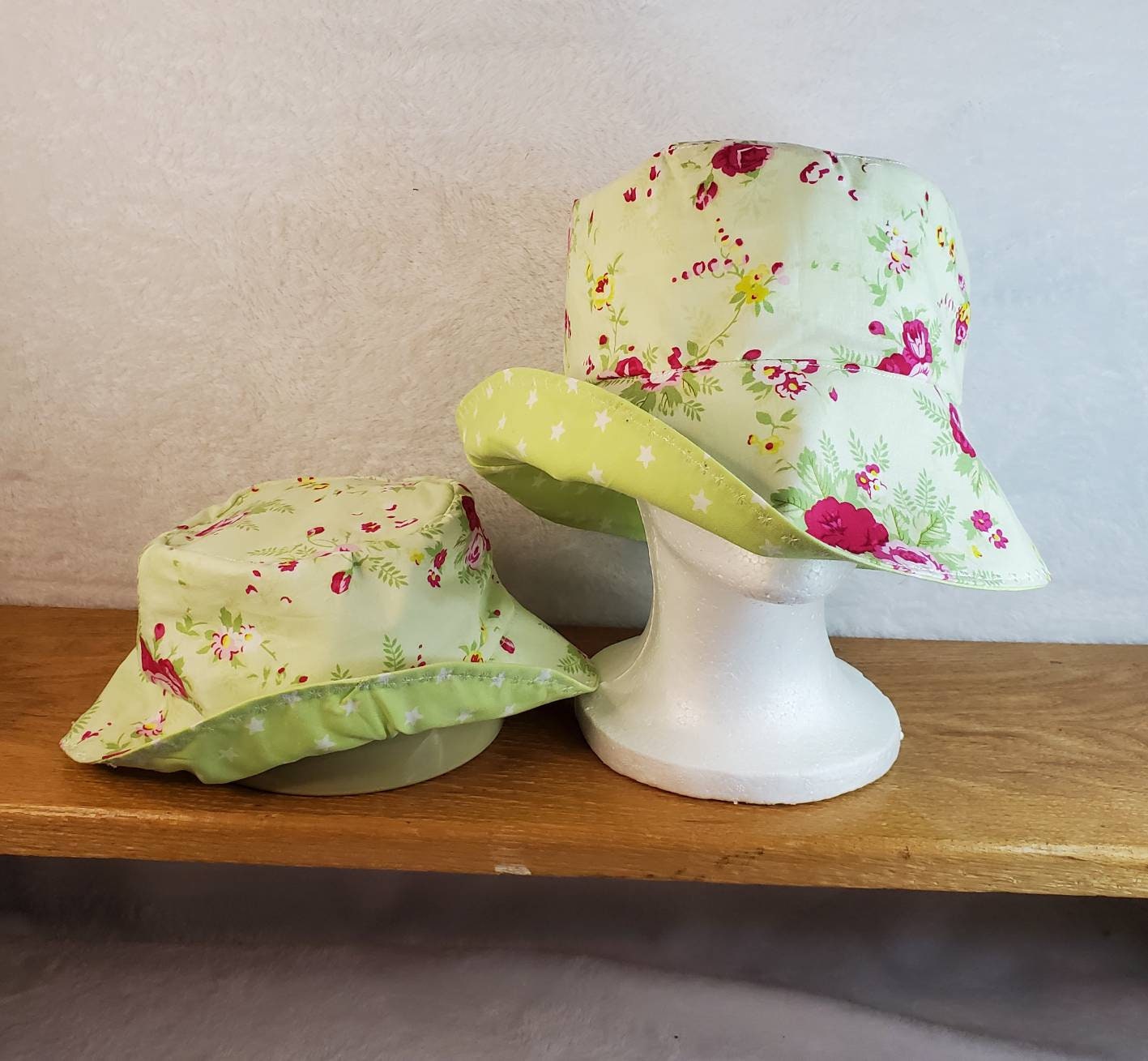 Matching Green Floral Bucket Hats 