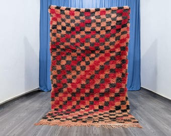 ヴィンテージ手織りベルベルラグ：マルチカラーのモロッコカーペット