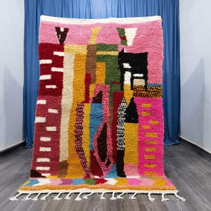 Custom Moroccan Rug: Abstract Multicolored Berber Carpet