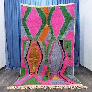 Super Pretty Berber rug-Colorful Bedroom Rug-Handmade runner carpet-Pink Berber rug-Beni ourain rug-New Beni Ouarain Pink And Green Rug