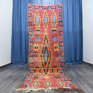 Blush Boujaad Runner Rug: 3x8.5 ft, Handmade Moroccan Wool Rug