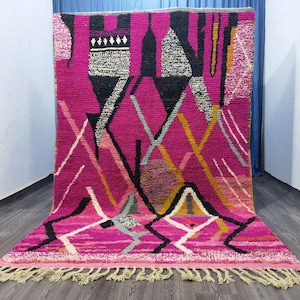 Boujaad rug 6x8, Pink moroccan rug, Vintage rug, Hand made rug, Amazing Multicolored Rug, Custom Fabulous Boujaad Rug, Beni Ourain Rug