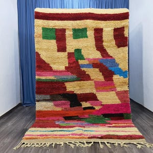 Traditional Moroccan Carpet, Custom Fabulous Boujaad Rug, Colorful Berber Rug for Living Room & Nursery Decor, Christmas Vintage Boujaad Rug