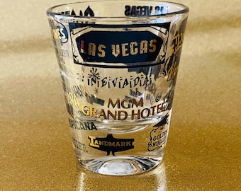 Vintage Las Vegas Souvenir Shot Glass 1960s Casinos