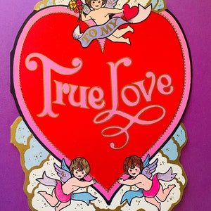 Oversize Valenetine&#39;s Day Card True Love Vintage 8.5&quot; 70&#39;s Unused Ephemera
