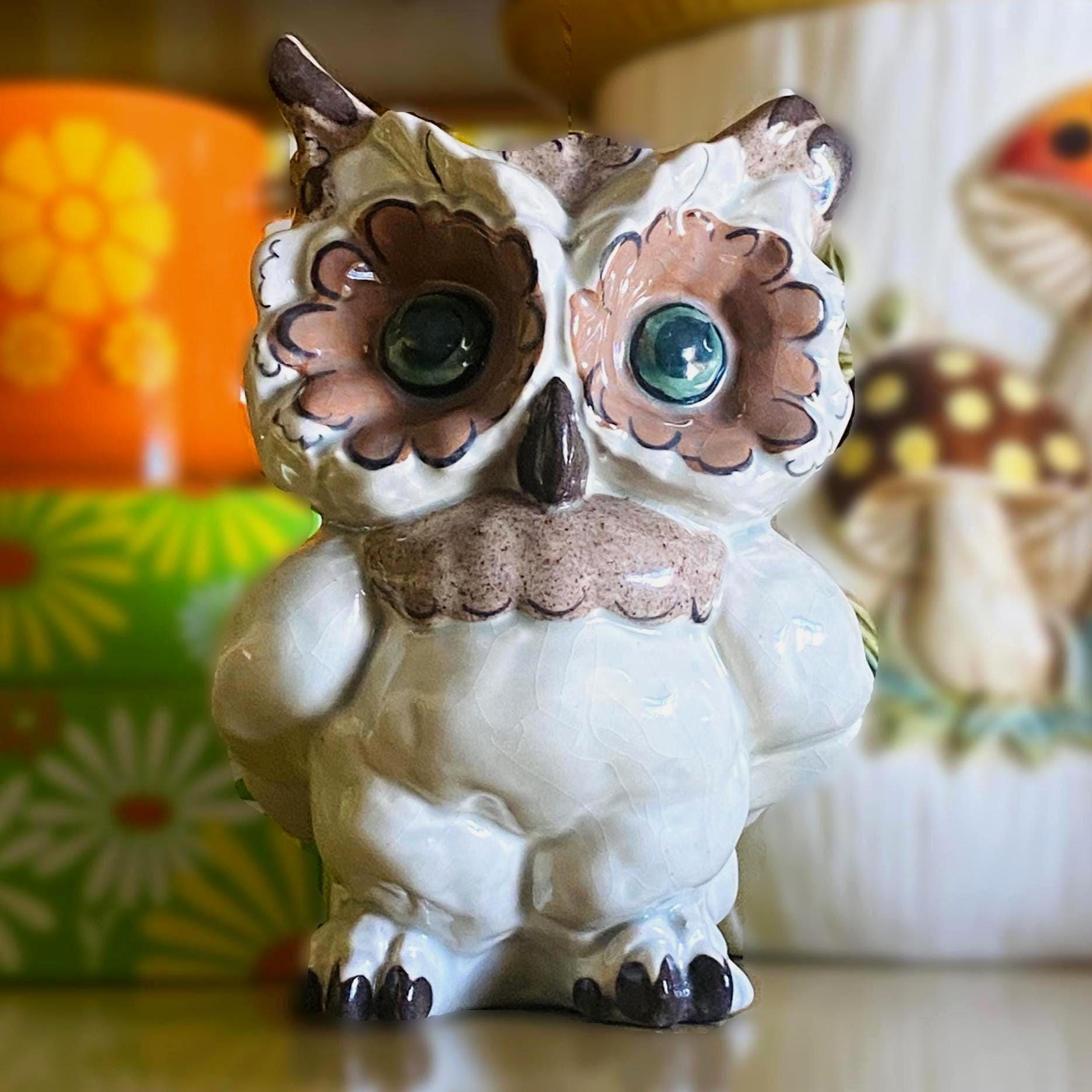 Kay Finch Ceramics Hoot Owl Figurine CA Pottery 6" Brown