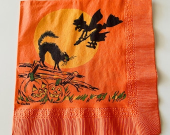 Vintage Halloween Witch, Black Cats & Pumpkins 1 pc Napkin Decoupage Crafts