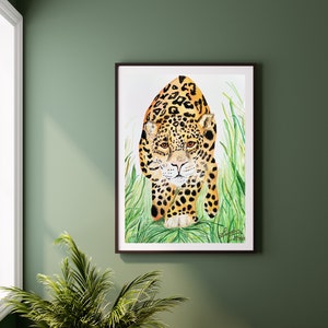 Stalking Jaguar, original watercolour painting, big cat art
