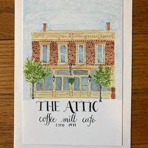 Coffee Shop Note card // Madison // Flat Note card // Cafe art //Architecture note cards