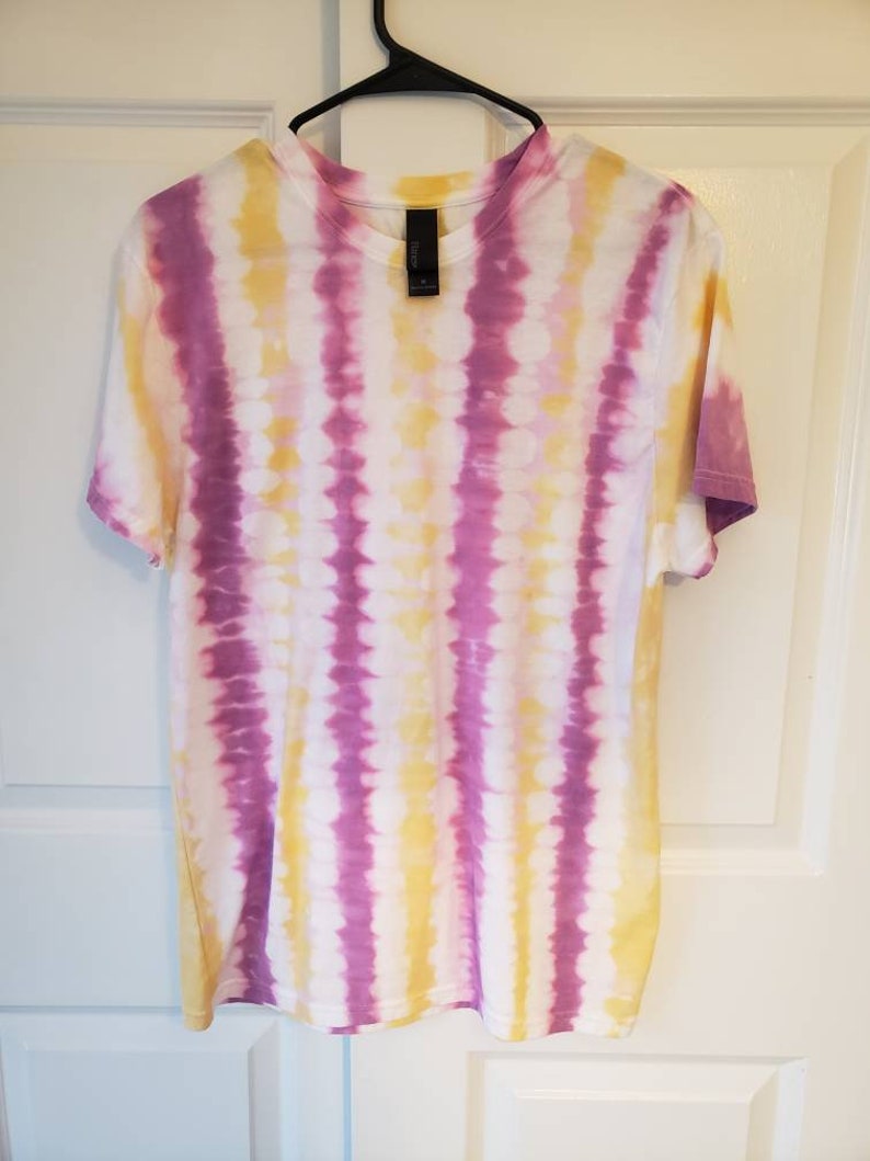 Purple /& Gold Vertical Stripe Tie-Dye Womens LMens XL