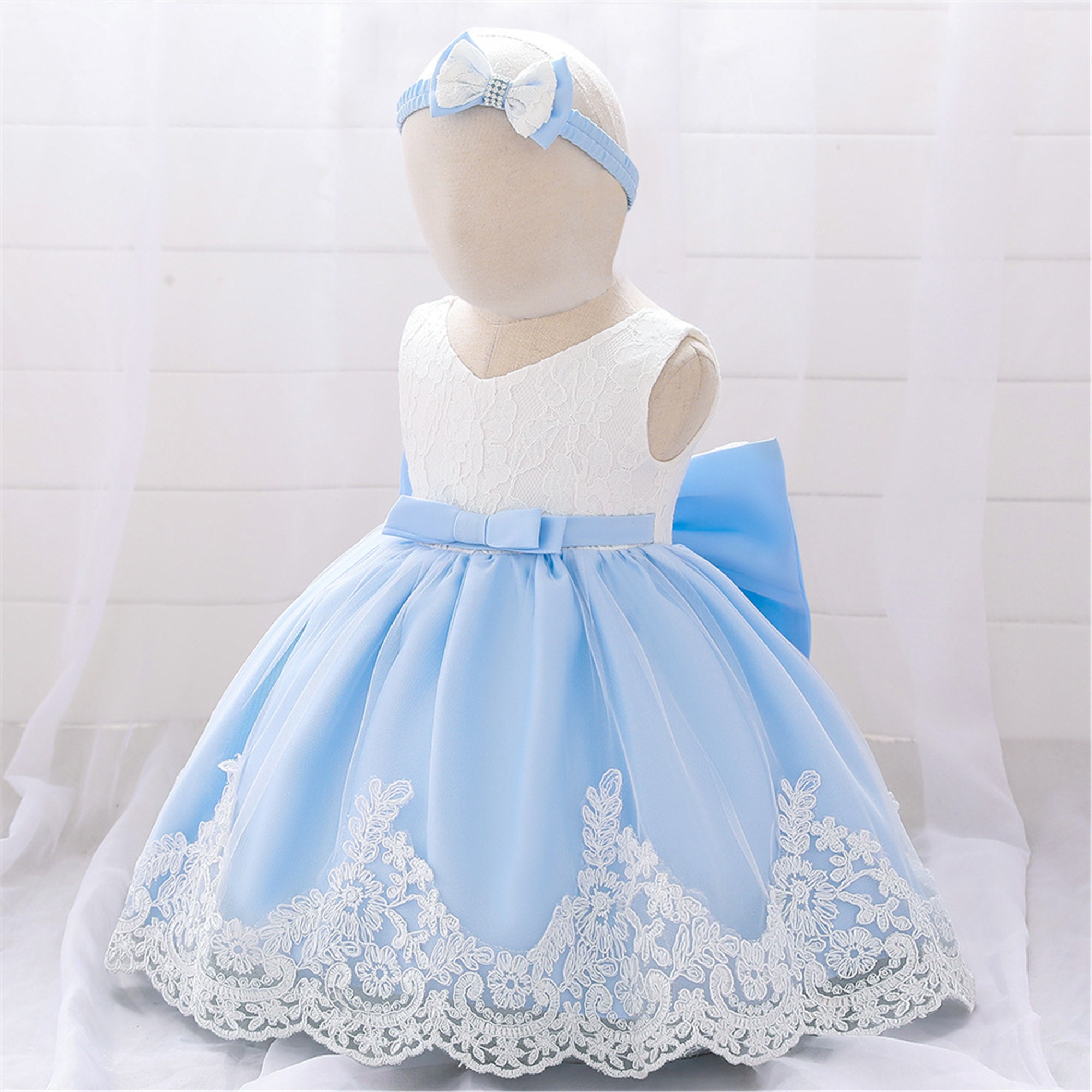 Blue flower girl dress Sleeveless tutu dress High-quality | Etsy