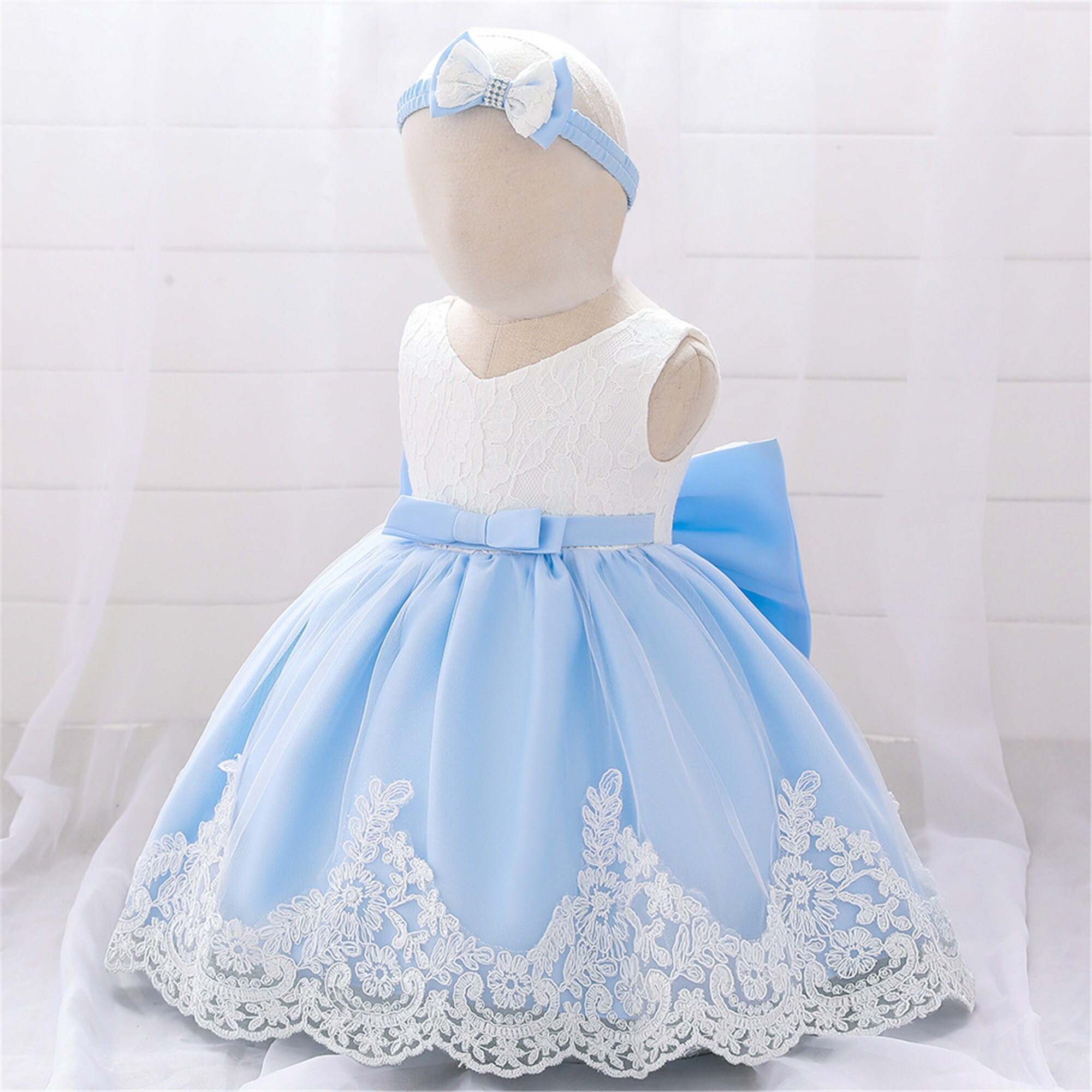 Blue flower girl dress Sleeveless tutu dress Highquality Etsy