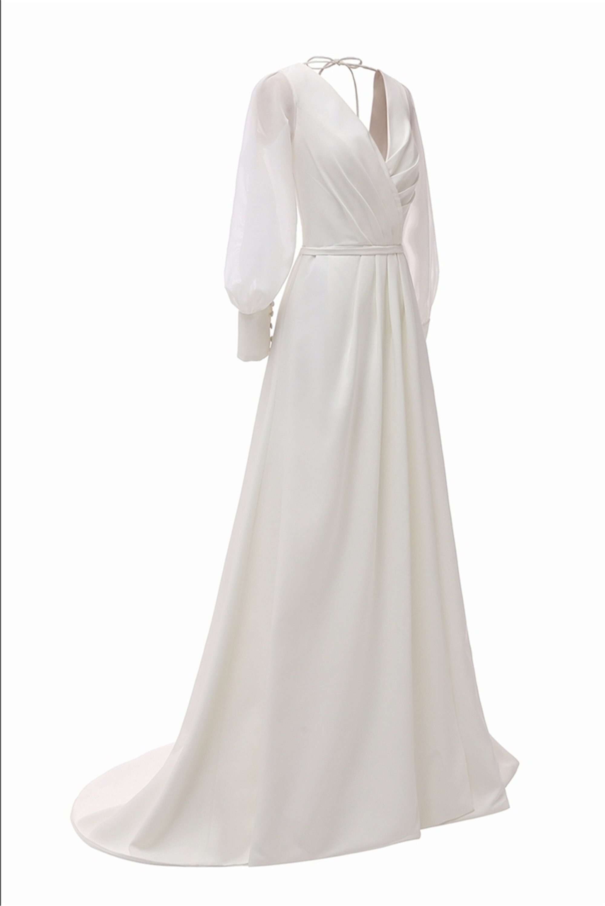 White Wedding Dress/Polyester Wedding Dress/Deep V-Neck | Etsy