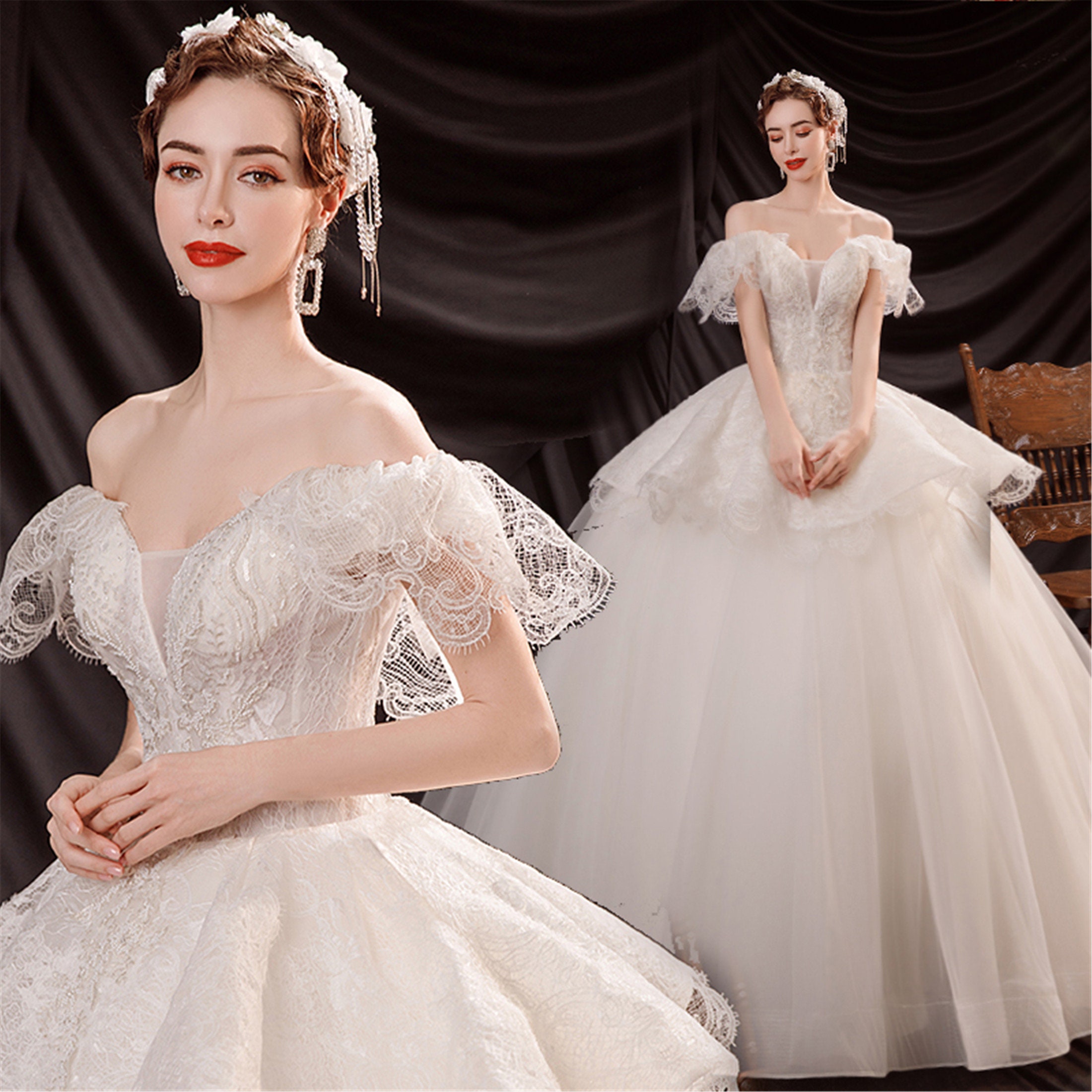Palace Style Wedding Dress/Petal Sleeve Wedding Etsy