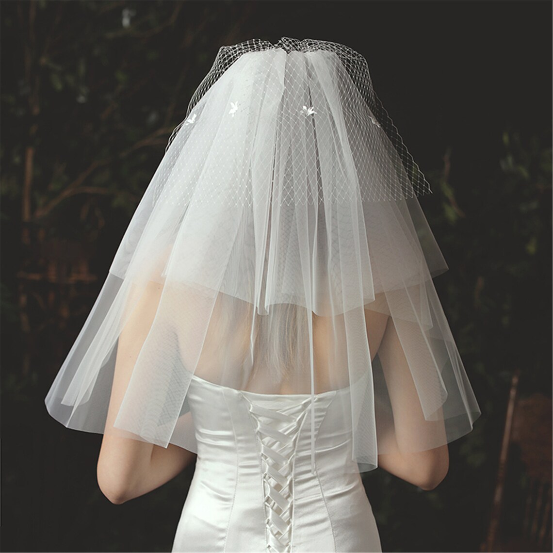 2 Lagen Schleier Cut edge Hochzeit Schleier mit floralem | Etsy