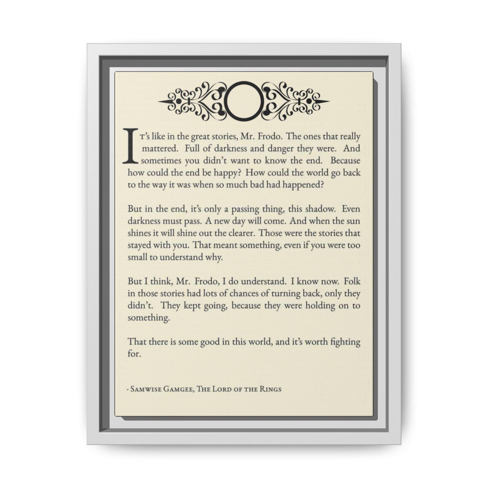 Samwise Gamgee Monolog Quote, Wall Art Print, Lord of the Rings, Frodo ...