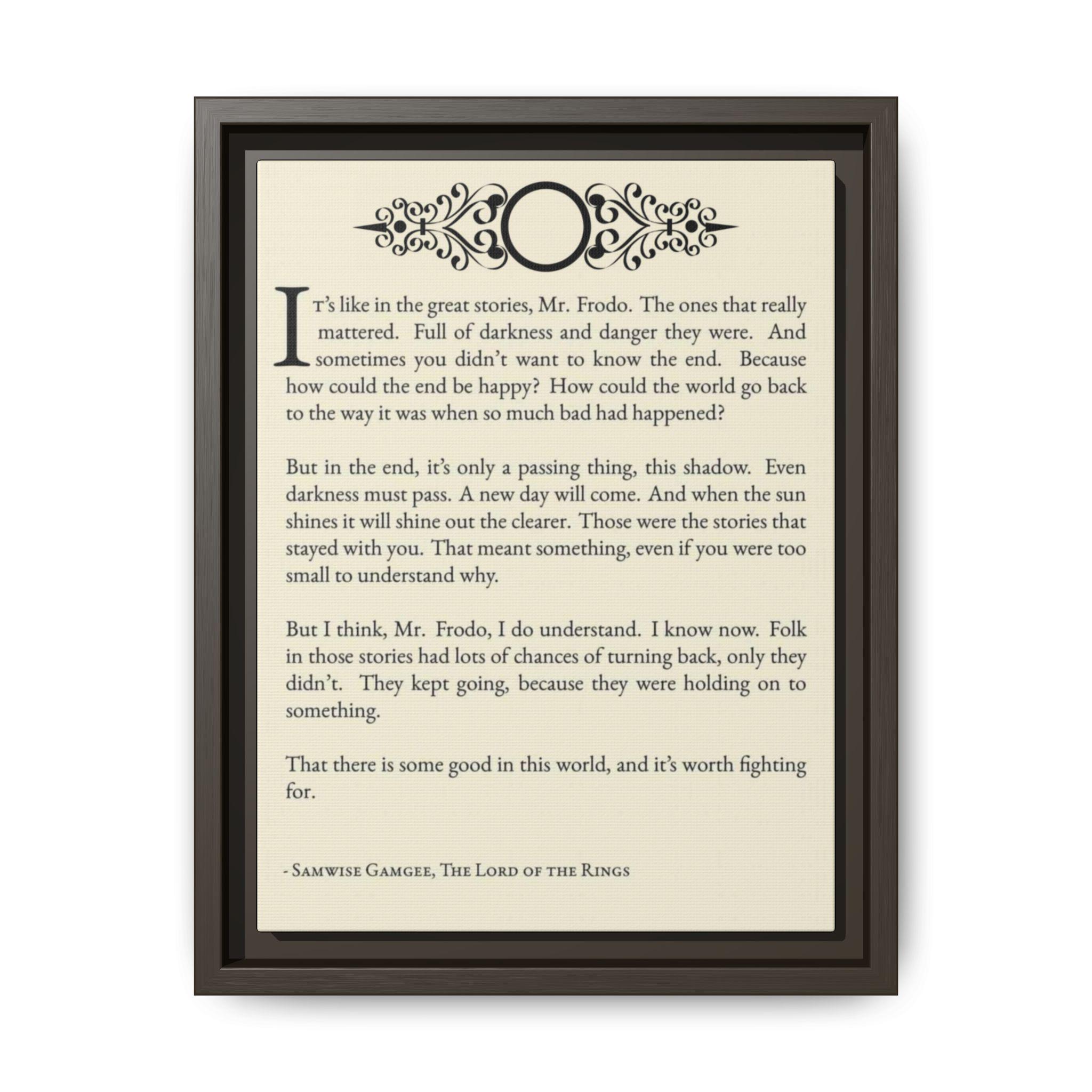 Samwise Gamgee Monolog Quote, Wall Art Print, Lord of the Rings, Frodo ...