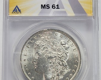 1896 P Morgan Silver Dollar MS61 ANACS - Etsy