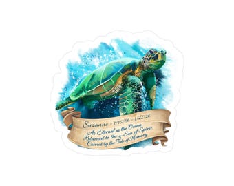 Sea Turtle Memorial Decal Kiss-Cut Vinyl Decal | Turtle Tribute Sticker