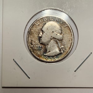 1935 Washington Quarter VG Rainbow Obverse Toning