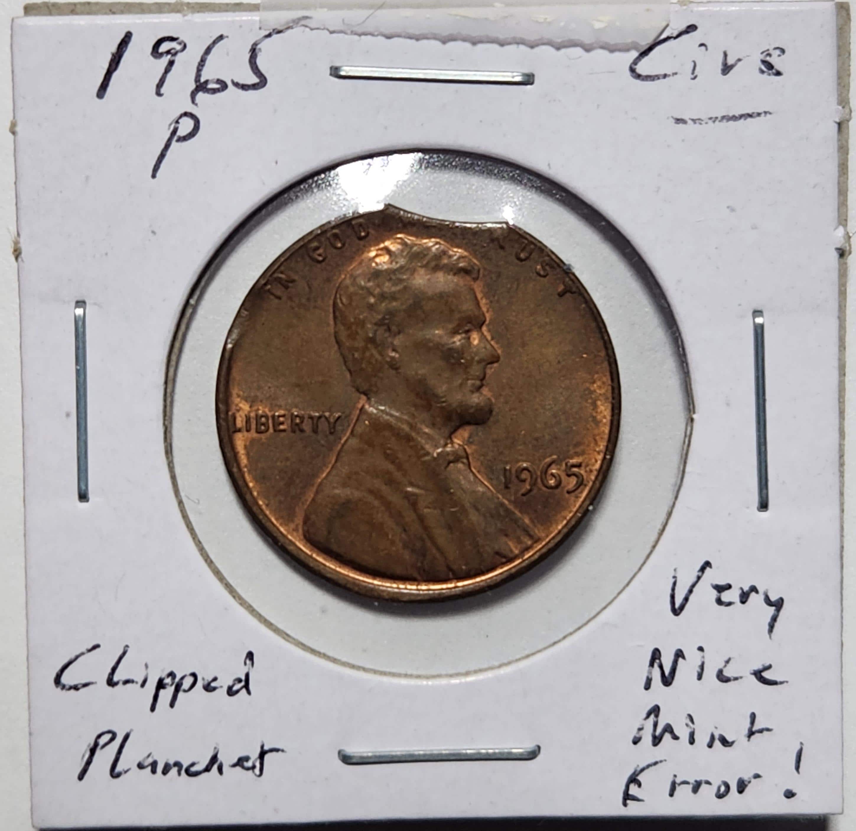 1965 P Lincoln Memorial Cent – Curved Clip Error – Extra Fine