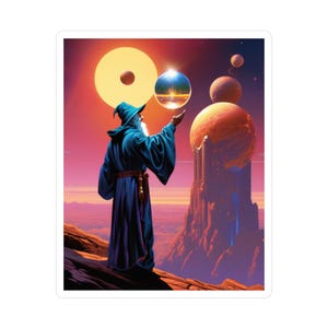 Fantasy Magier Vinyl Aufkleber, Interdimensionales Design, Magischer Laptop Aufkleber