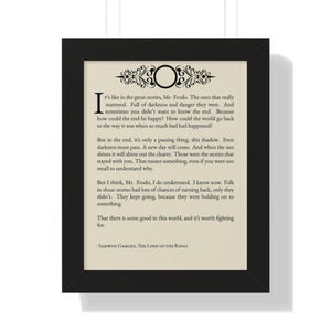 Framed Poster, Lord of the Rings Samwise Gamgee Monologue Quote, Fellowship of the Ring Fans, J R R Tolkien, Dungeons & Dragons, Nerd Gamer