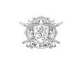 Lion Crest Shield decal | Kiss-Cut Vinyl Decal, Latin Motto Fac Si Facis